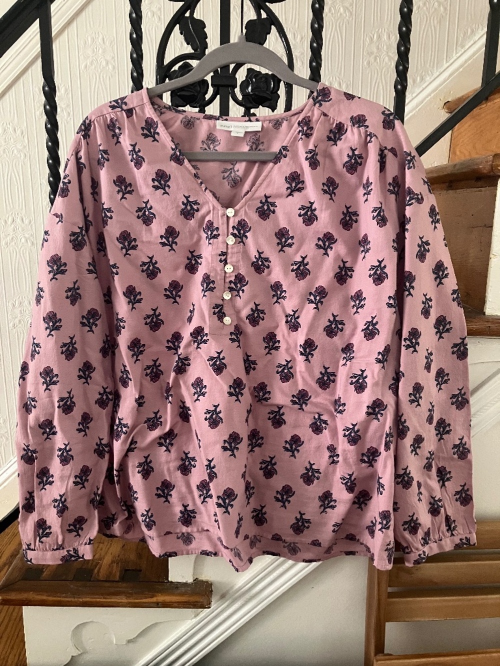 EUC Pure Jill J. Jill long sleeve organic cotton top blouse women’s size L Large